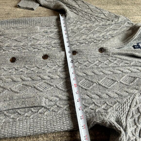 Cotton Blend Grey Cable Knit Grandpa Cardigan with Pockets (size M) - Picture 7 of 7